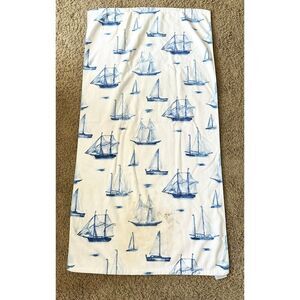Luxe soft blue and white nautical sail boat beach towel - used